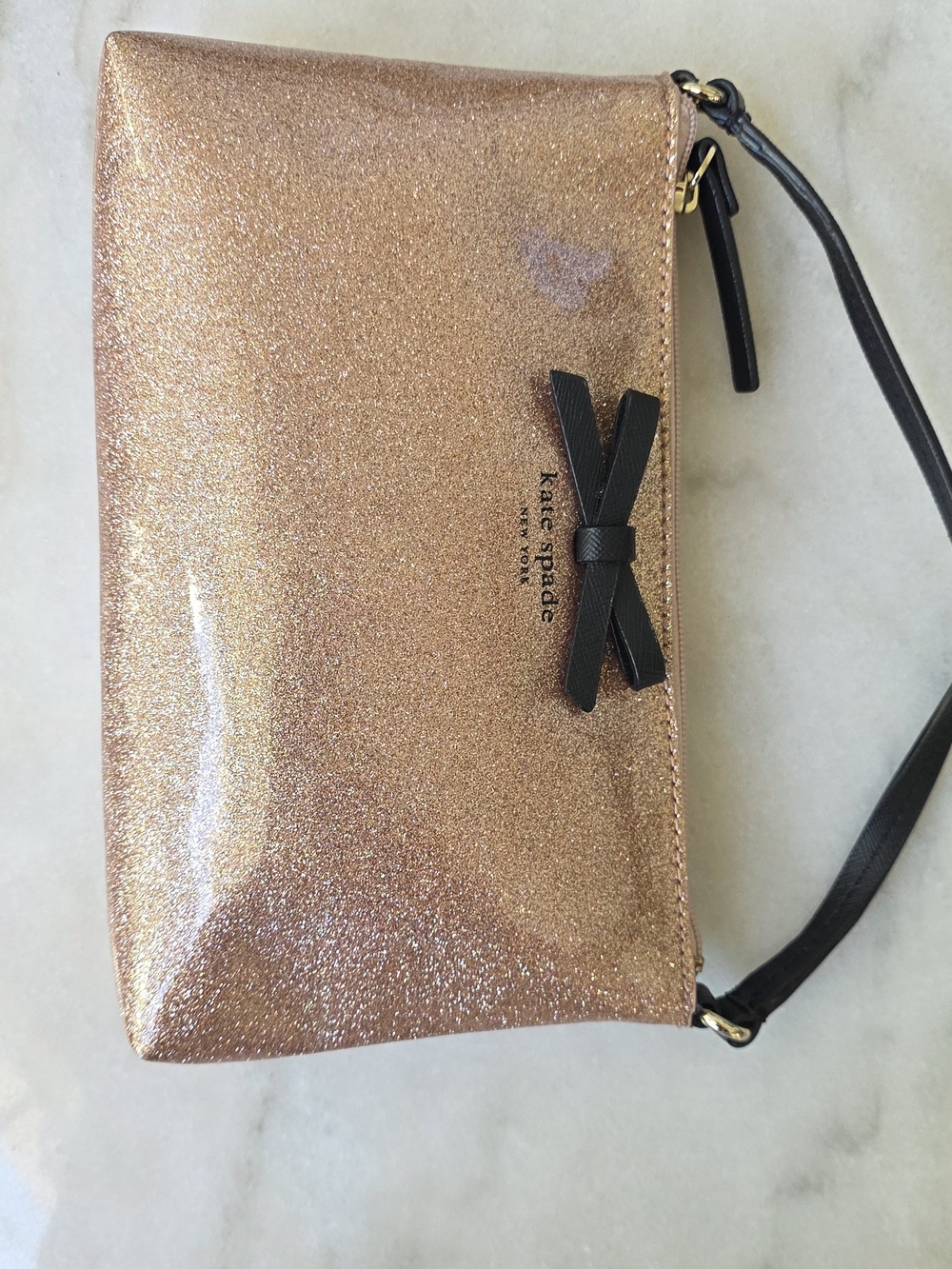 Kate Spade Mavis Street Amy Glitter Crossbody Bag Rose Gold - Picture 7 of 12